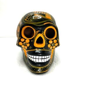 Hand Painted Glazed Terracotta Mexican Calavera